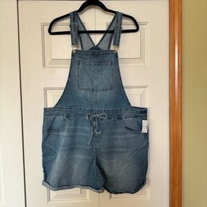 Maurice's denim jean overall shorts bib shortalls concert festival casual size L